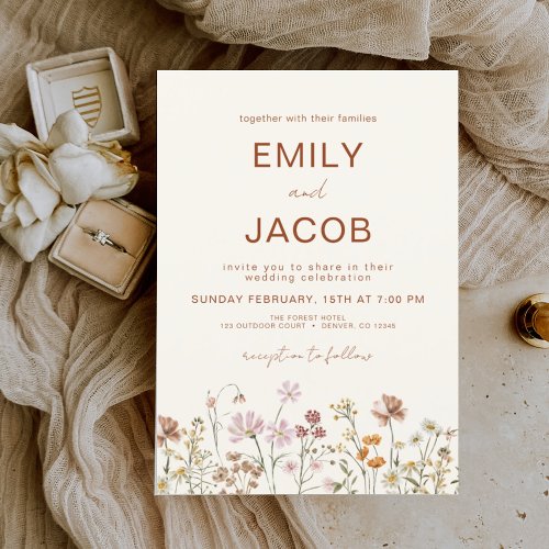 Wildflower Terracotta Botanical Wedding Invitation