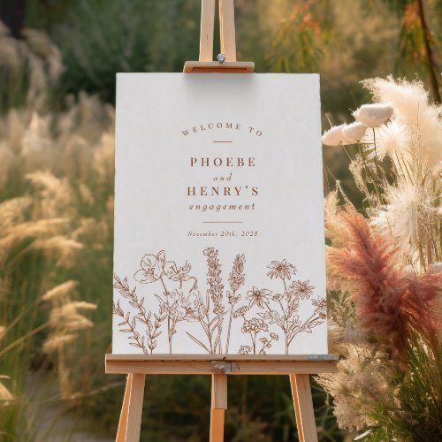 Wildflower Terracotta Fall Engagement Party Sign