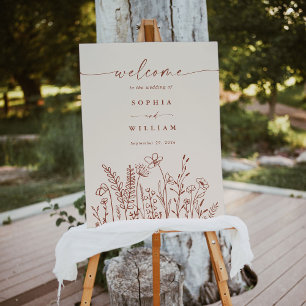 Wildflower Terracotta Fall Wedding Welcome Sign