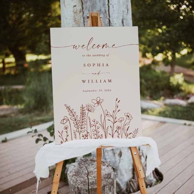 Wildflower Terracotta Fall Wedding Welcome Sign (Creator Uploaded)