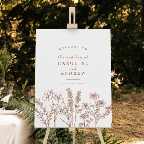 Wildflower Terracotta Fall Wedding Welcome Sign