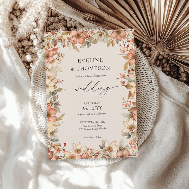 Wildflower Terracotta Floral Watercolor Wedding Invitation (Wildflower Terracotta Floral Watercolor Wedding Invitation)