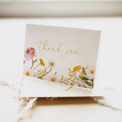 Wildflower Thank Card Bohemian Florals  Thank You Card