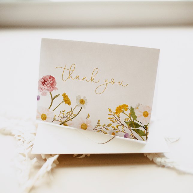Wildflower Thank Card, Bohemian Florals  Thank You Card (Creator Uploaded)