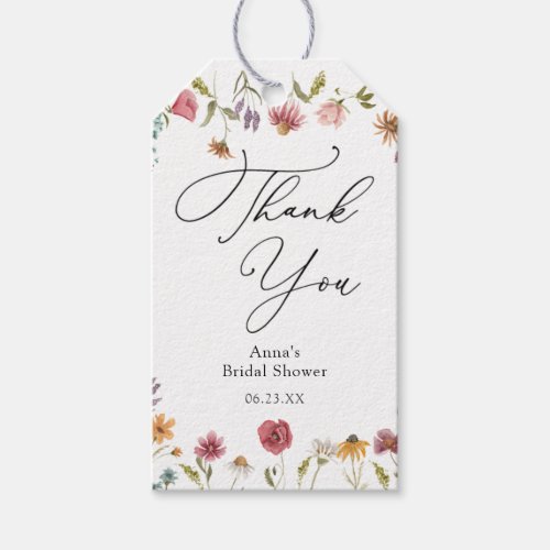Wildflower Thank You Bridal Shower Gift Tags