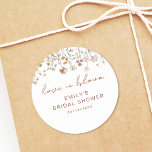 Wildflower Thank You Bridal Shower Love In Bloom Classic Round Sticker<br><div class="desc">Express gratitude with our Wildflower Thank You Bridal Shower In Bloom Classic Round Sticker. These charming stickers feature a delightful wildflower design, infusing a touch of natural beauty into your bridal shower thank-you notes or favors. The classic round shape adds versatility, making them perfect for various uses, from sealing envelopes...</div>