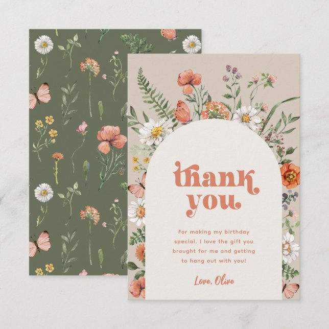 Wildflower Thank You Card | Wildflower Birthday (Front/Back)