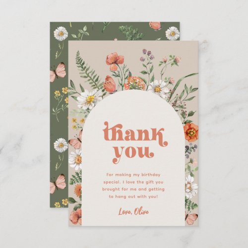 Wildflower Thank You Card  Wildflower Birthday