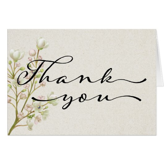 Wildflower Thank You Card with Babies Breath (Front Horizontal)