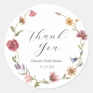 Wildflower Thank You Favor Round Sticker