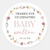 Little Wildflower: Baby Shower for Girl Thank You Stickers