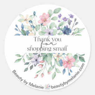 Wildflower Thank You for Shopping Small Round Stic Classic Round Sticker