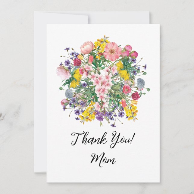 Wildflower Thank You Personalized Floral Card (Front)
