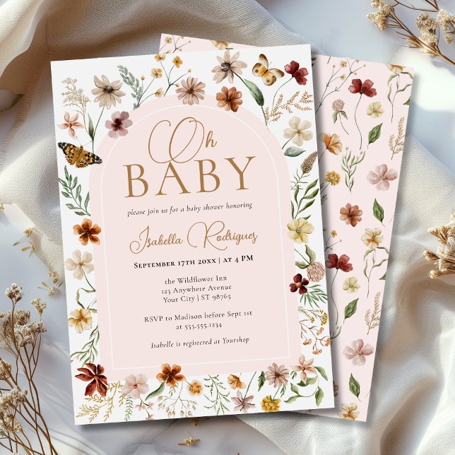 Wildflower Theme Girl Baby Shower  Invitation (wildflower baby shower invitation)