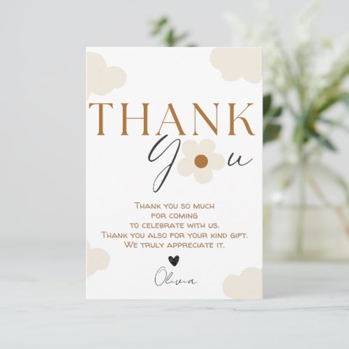 Wildflower theme girl birthday thank you card