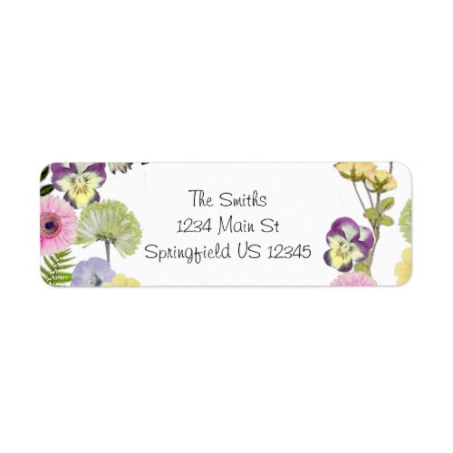 Wildflower theme return address labels