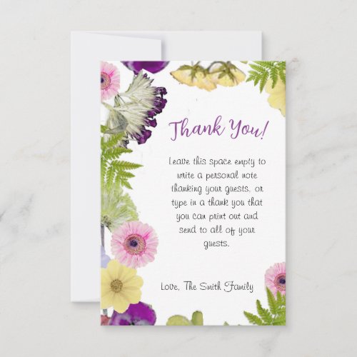 Wildflower Theme Thank You Card