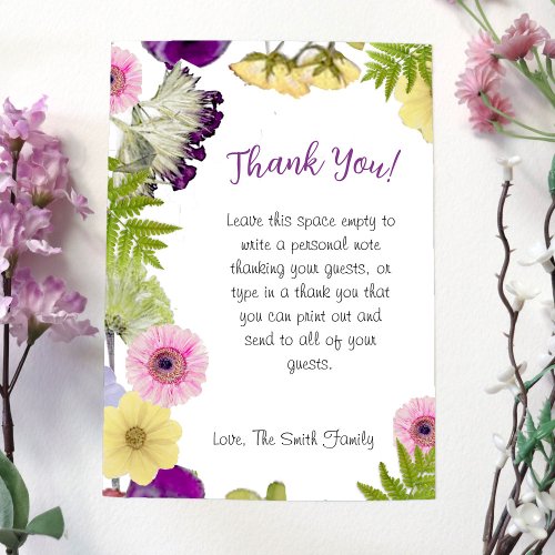 Wildflower Theme Thank You Card