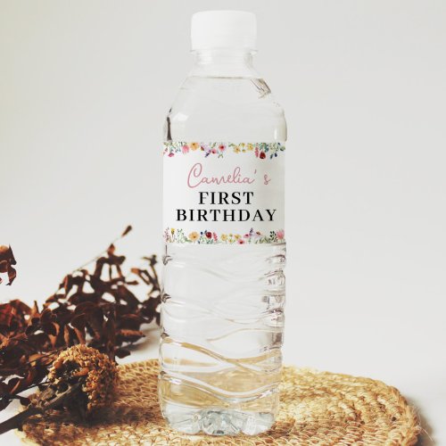 Wildflower Theme Water Bottle Label
