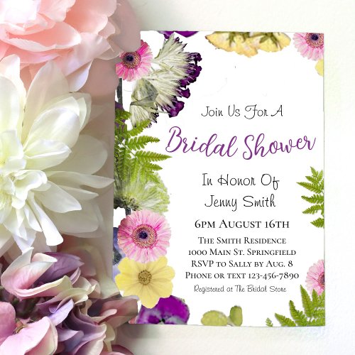 Wildflower Themed Bridal Shower Invitation