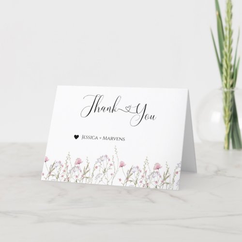 Wildflower themed bridal shower thank you cards