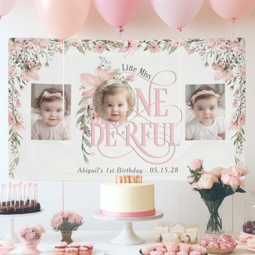Wildflower Themed Miss Onederful photos backdrop Banner