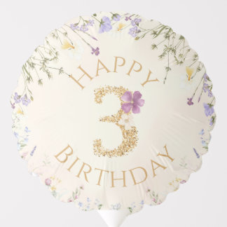 Wildflower Third Birthday Balloon | Garden Bunny