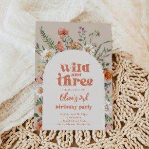 Wildflower Third Birthday Party Invitation