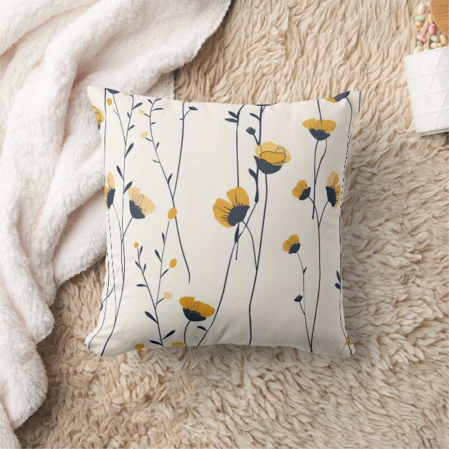 wildflower throw pillow, floral decorative pillow, pillow (Blanket)