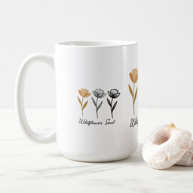 Wildflower trendy Design Coffee Mug (With Donut)