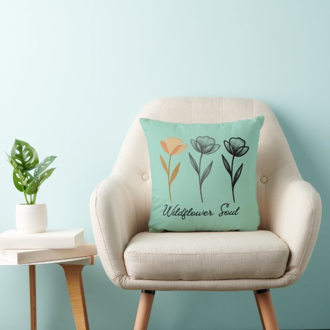 Wildflower trendy Design Throw Pillow (Chair)