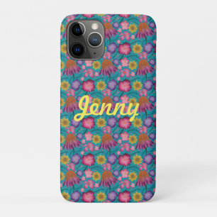 Wildflower Turquoise Floral Personalized iPhone 11 Pro Case
