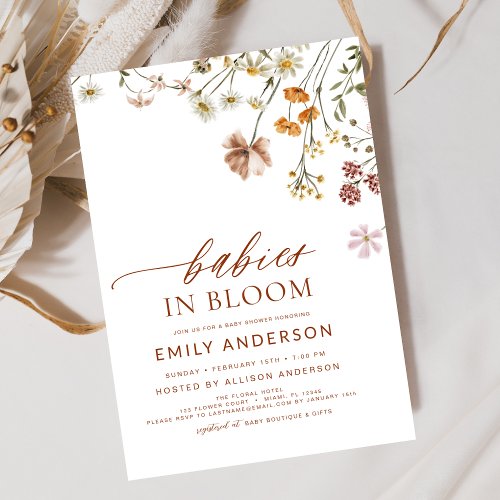 Wildflower Floral or wildflower baby shower invitation