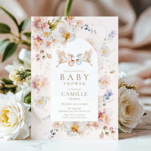 Wildflower Twins Baby Shower Invitation