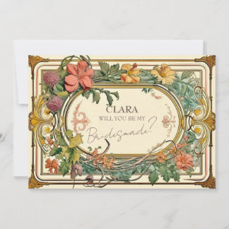 Wildflower Victorian Ornate Border Wedd Bridesmade Invitation