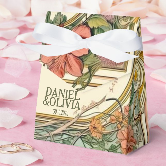 Wildflower Victorian Ornate Border Wedding Favor Boxes (Wedding)