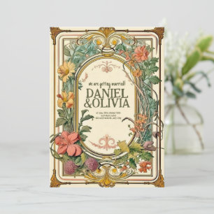 Wildflower Victorian Ornate Border Wedding Invitation