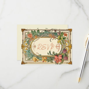 Wildflower Victorian Ornate Border Wedding RSVP Card