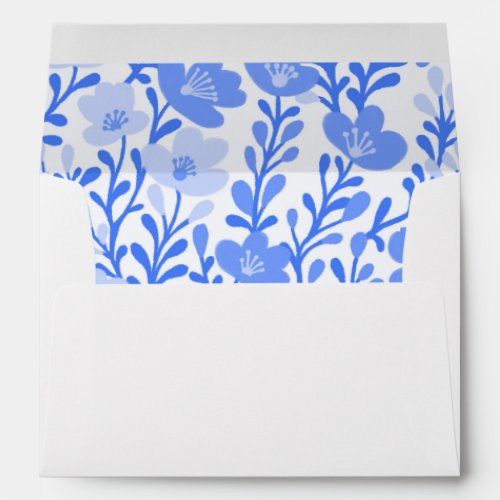 Wildflower Vines Chic Blue Floral Elegant Custom Envelope