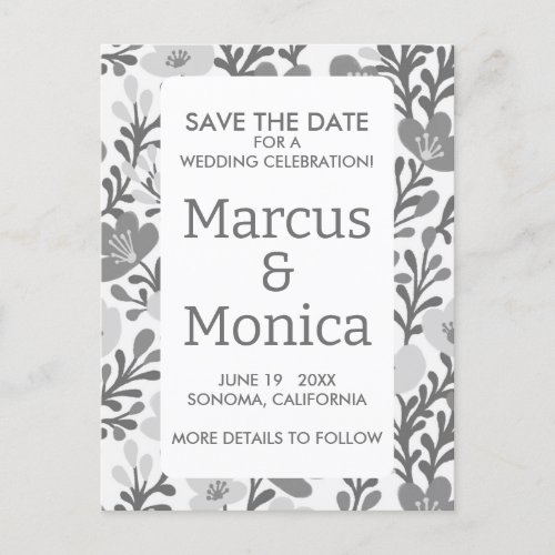 Wildflower Vines Chic Gray Custom Save the Date  Postcard