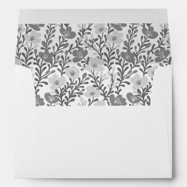 Wildflower Vines Chic Gray Floral Elegant Custom Envelope (Back (Bottom))