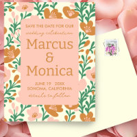 Wildflower Vines Pink Green Custom Save the Date 