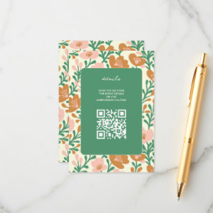 Wildflower Vines Pink Green Custom WEDDING Enclosure Card