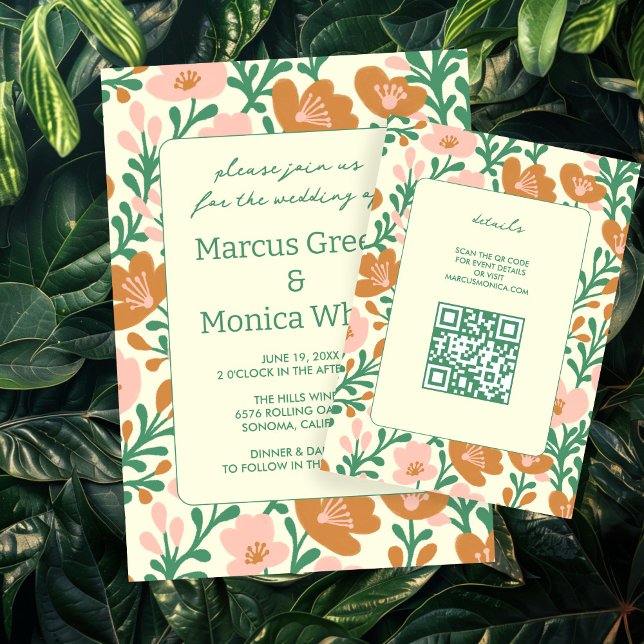 Wildflower Vines Pink Green Custom WEDDING  Enclosure Card (Wildflower Vines Pink Green Custom WEDDING Enclosure Card
)
