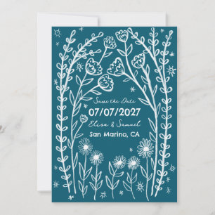 Wildflower Vines Wedding Save the Date CUSTOM QR