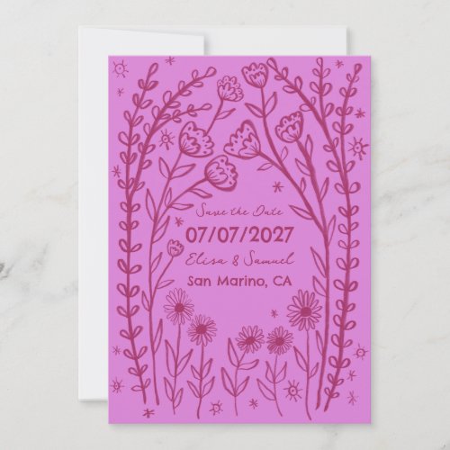 Wildflower Vines Wedding Save the Date CUSTOM QR 