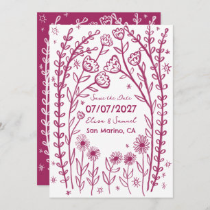Wildflower Vines Wedding Save the Date CUSTOM QR 
