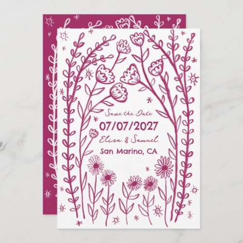 Wildflower Vines Wedding Save the Date CUSTOM QR 