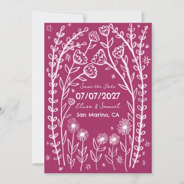 Wildflower Vines Wedding Save the Date CUSTOM QR  (Front)