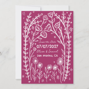 Wildflower Vines Wedding Save the Date CUSTOM QR